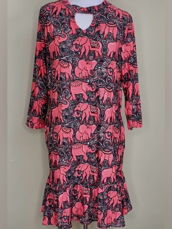 Simply Southern Dresses & Skirts - Simply Southern Pink Elephant Print Dress or Tunic Top, 3/4 Length Sleeves, NWT